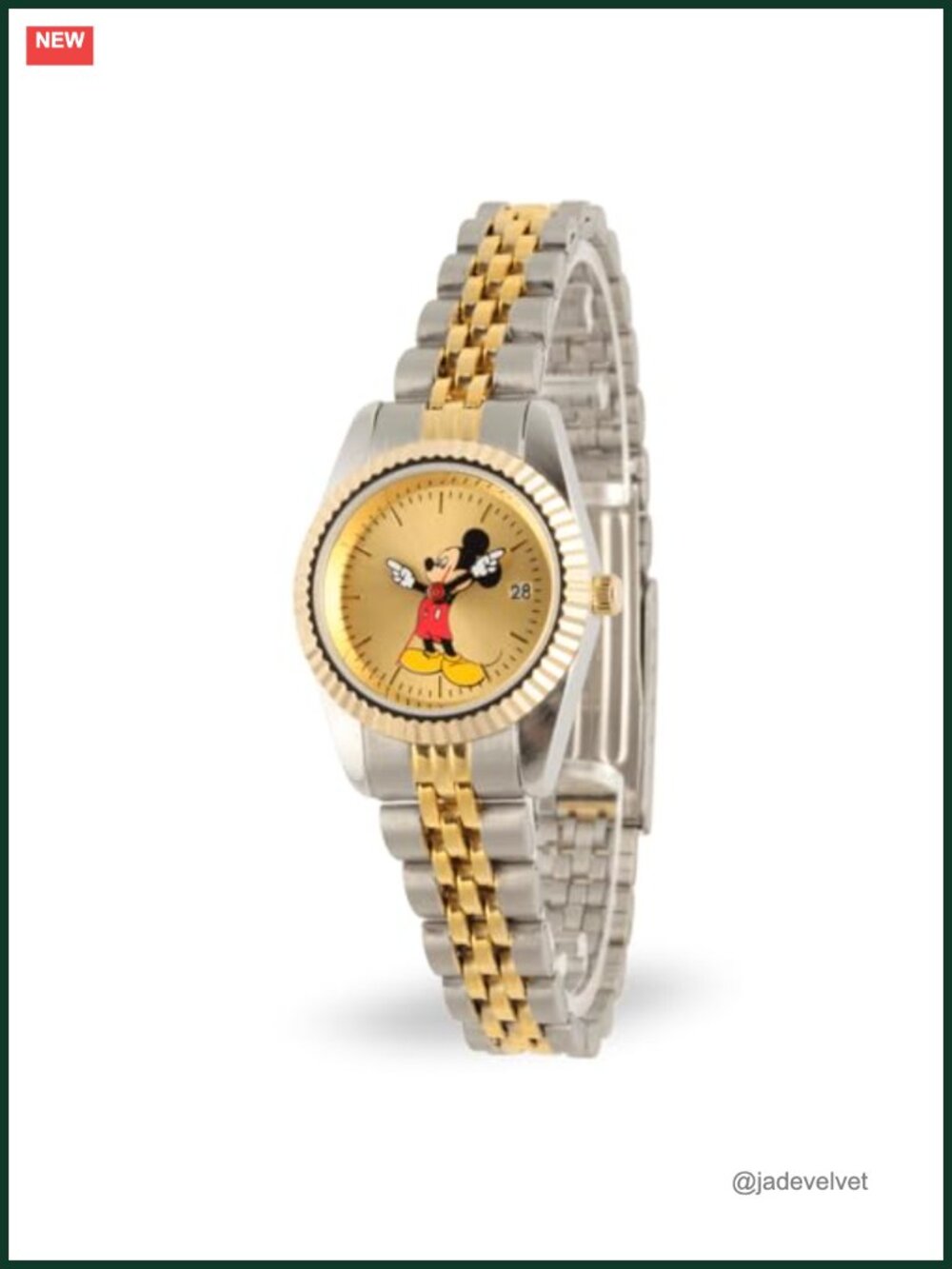 Mickey Mouse Watch, Stainless Steel Bracelet, Japanese Quartz, Water Resistant